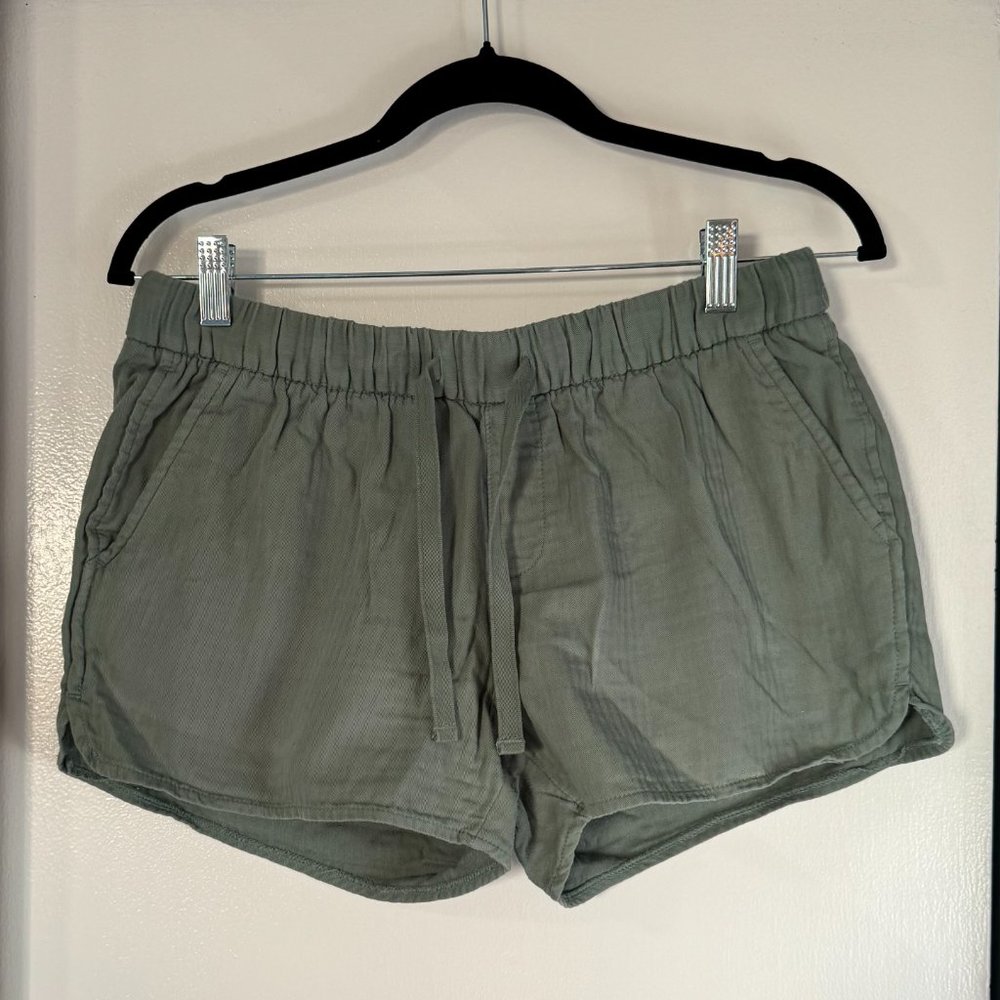 Old Navy Pull On Lounge Shorts Green 100% Cotton Pockets Elastic Waist S Small